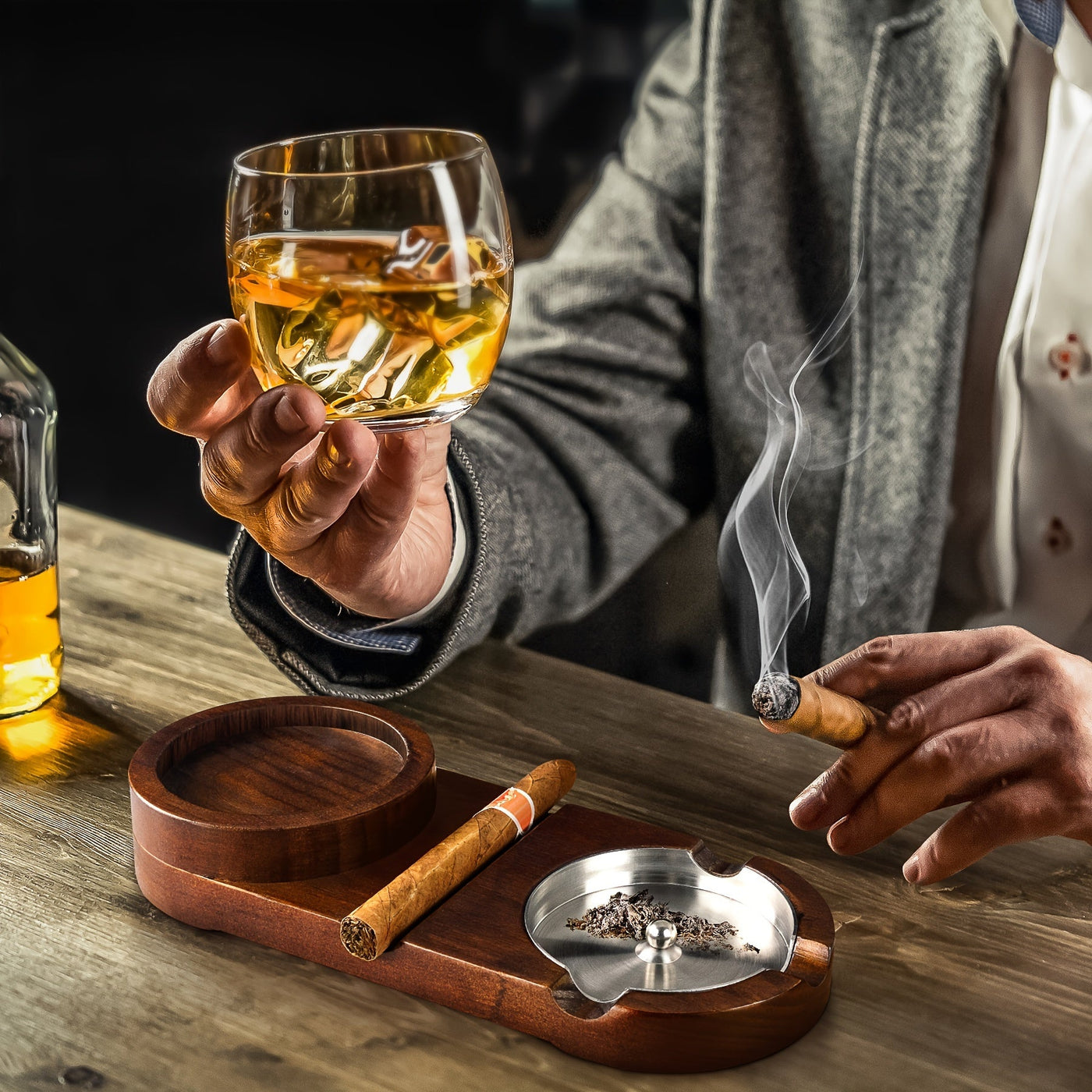Ashtray & Whiskey Glass Holder | Gift for Dad