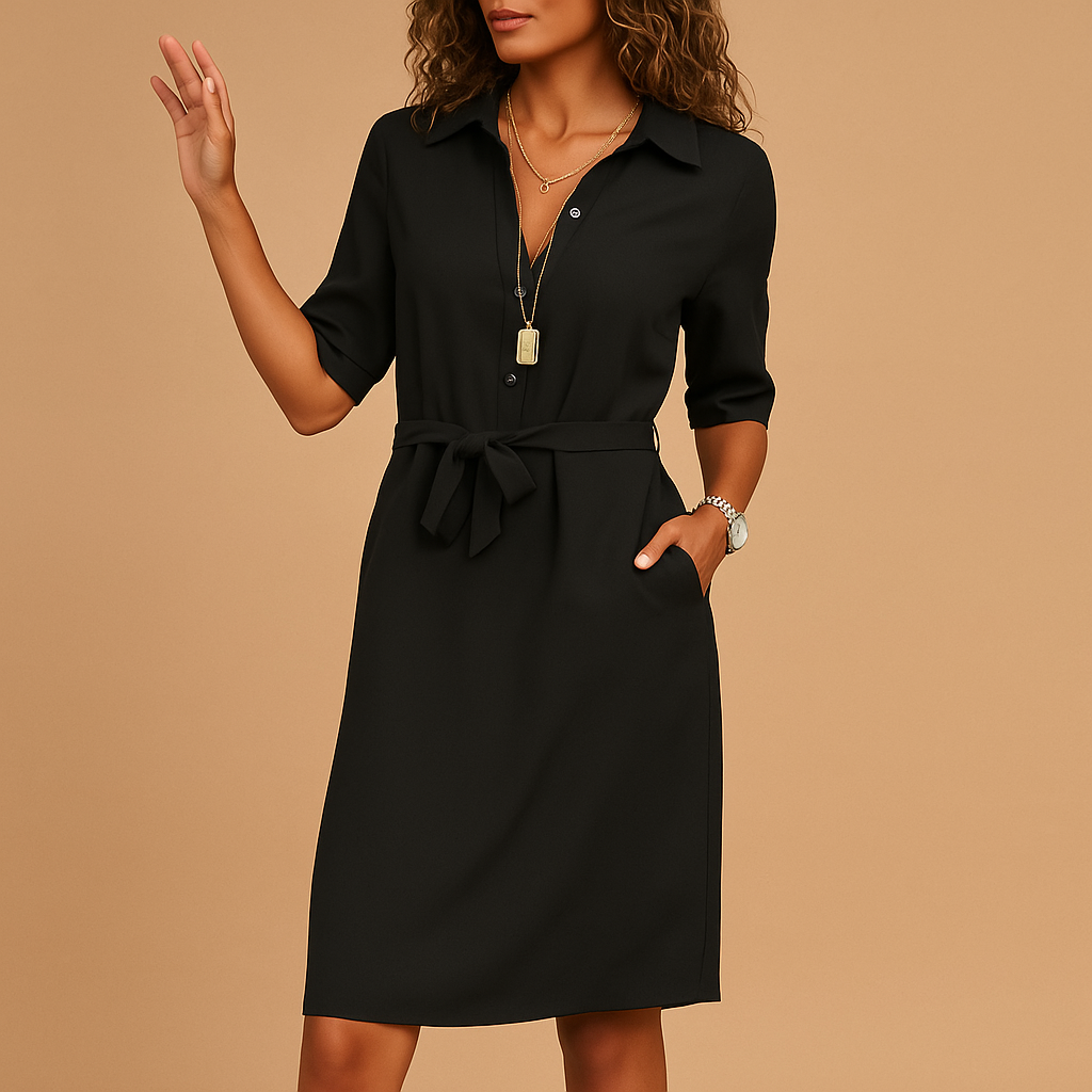 Smart Casual Belted Shirt Dress Women