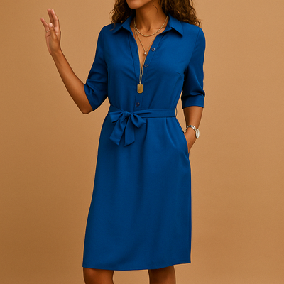Smart Casual Belted Shirt Dress Women