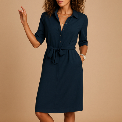 Smart Casual Belted Shirt Dress Women