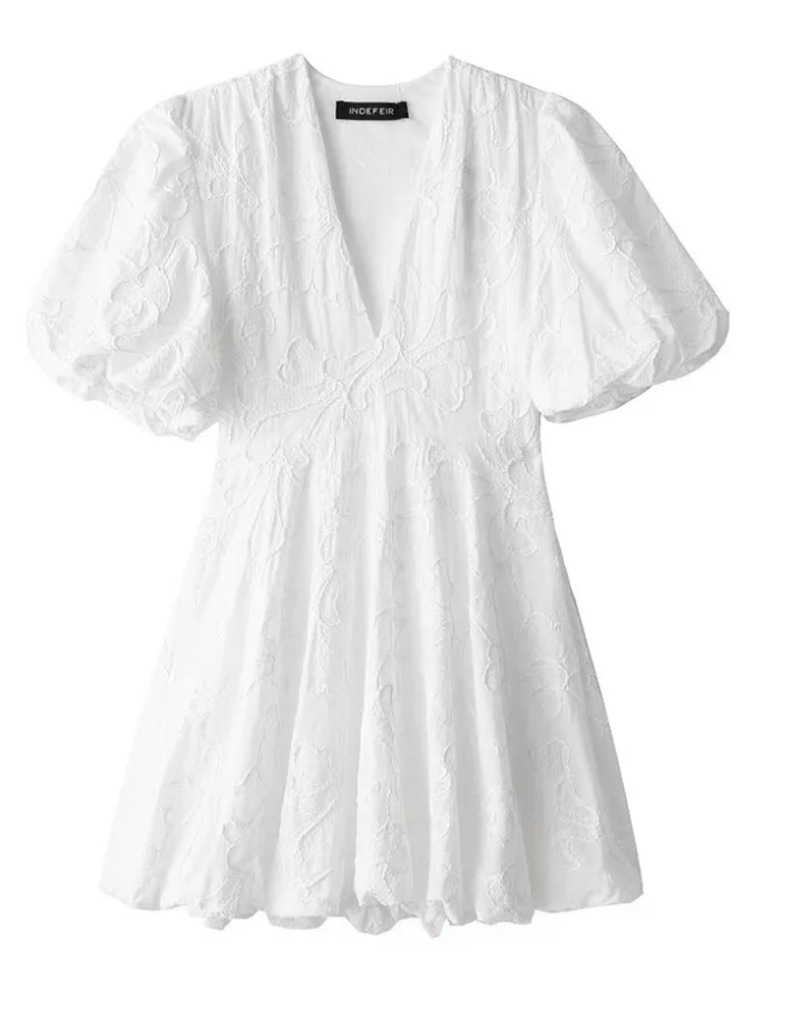 Embroidered Summer Women's White Dress