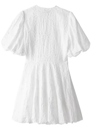 Embroidered Summer Women's White Dress