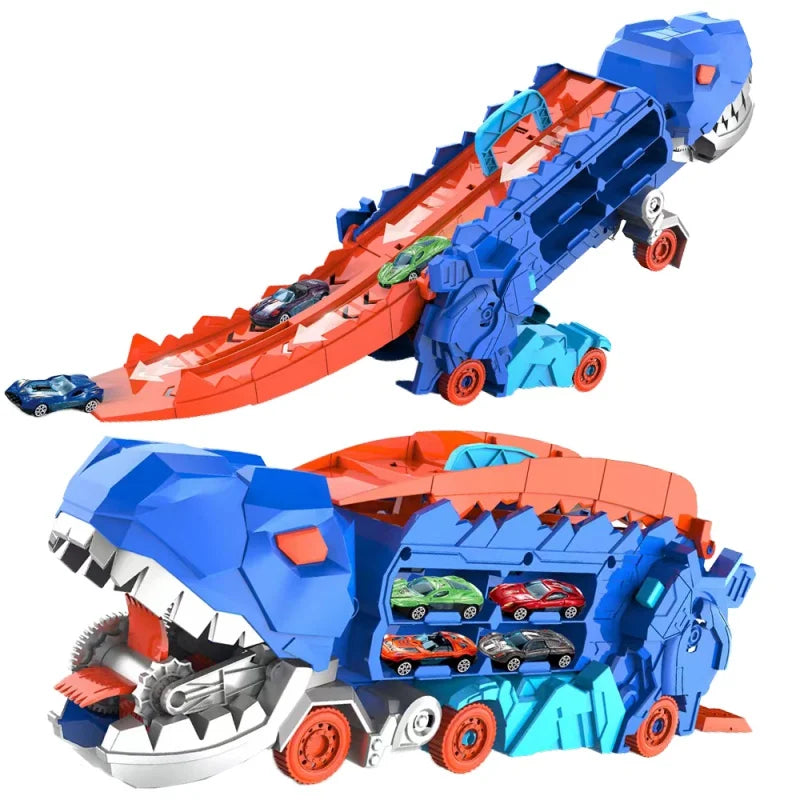 Dinosaur Transporter Truck with Racing Cars Kid's Toys