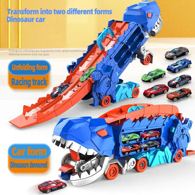 Dinosaur Transporter Truck with Racing Cars Kid's Toys