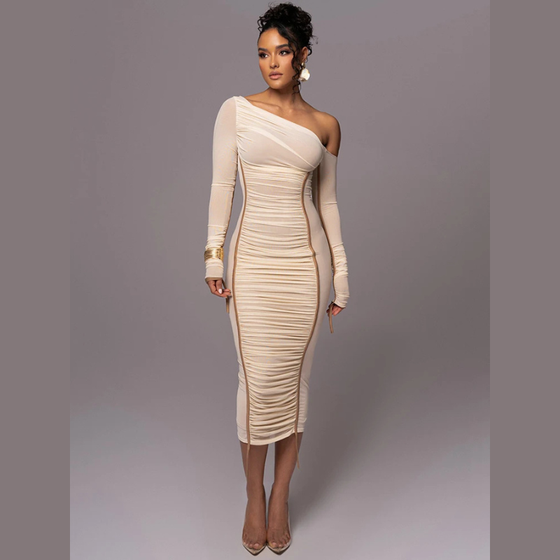 One Shoulder Ruched Formal Dress Women