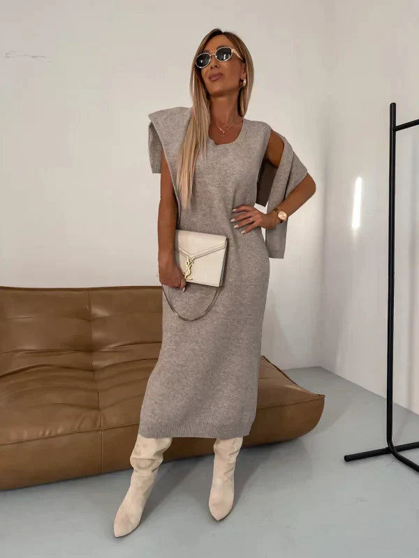 Turtleneck Jumper & Midi Skirt Set Women