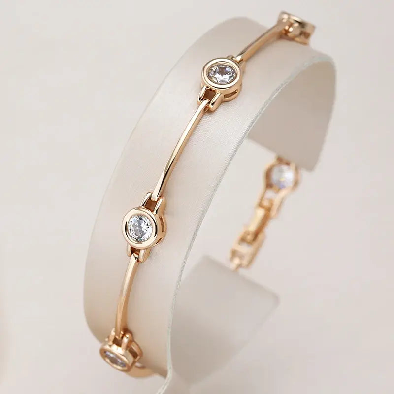 Handcrafted Gold Bracelet with Zirconia