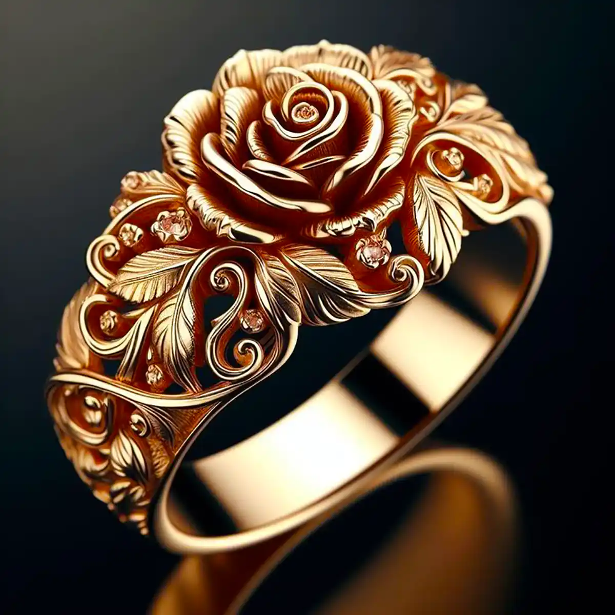 Elegant Handcrafted Golden Flower Ring