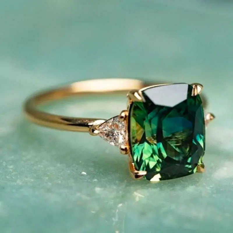 Elegant Sterling Silver Emerald Ring