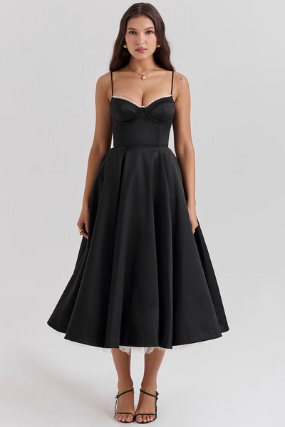 Elegant Corset Vintage Midi Dress