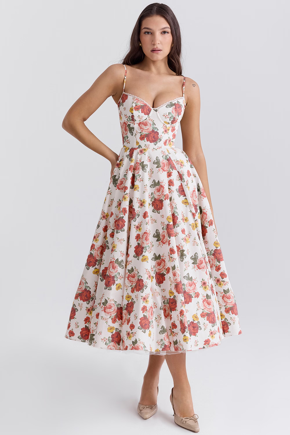 Elegant Corset Vintage Midi Dress