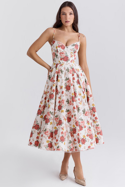 Elegant Corset Vintage Midi Dress