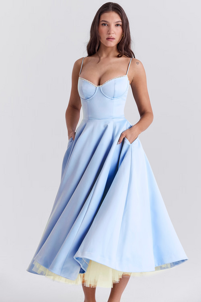Elegant Corset Vintage Midi Dress