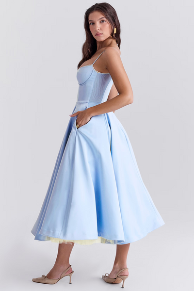 Elegant Corset Vintage Midi Dress