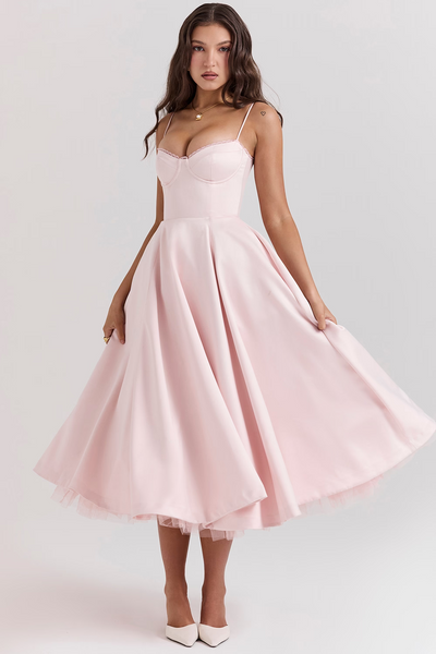 Elegant Corset Vintage Midi Dress