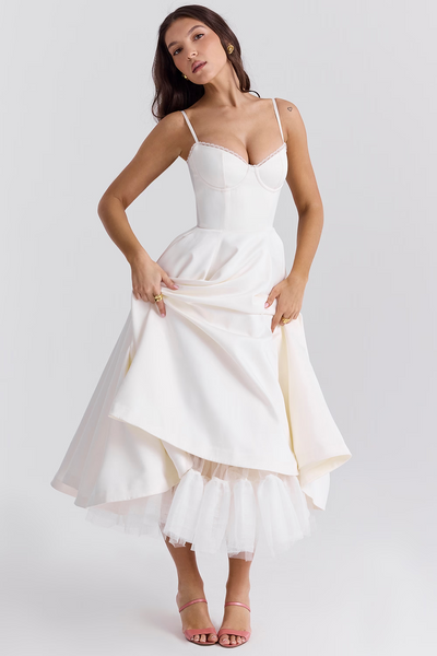 Elegant Corset Vintage Midi Dress