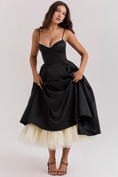 Elegant Corset Vintage Midi Dress