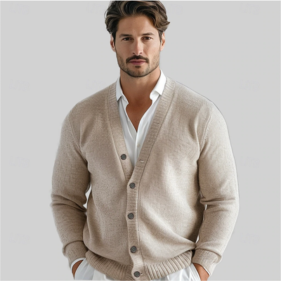 Elegant Wool Knit Cardigan Men’s