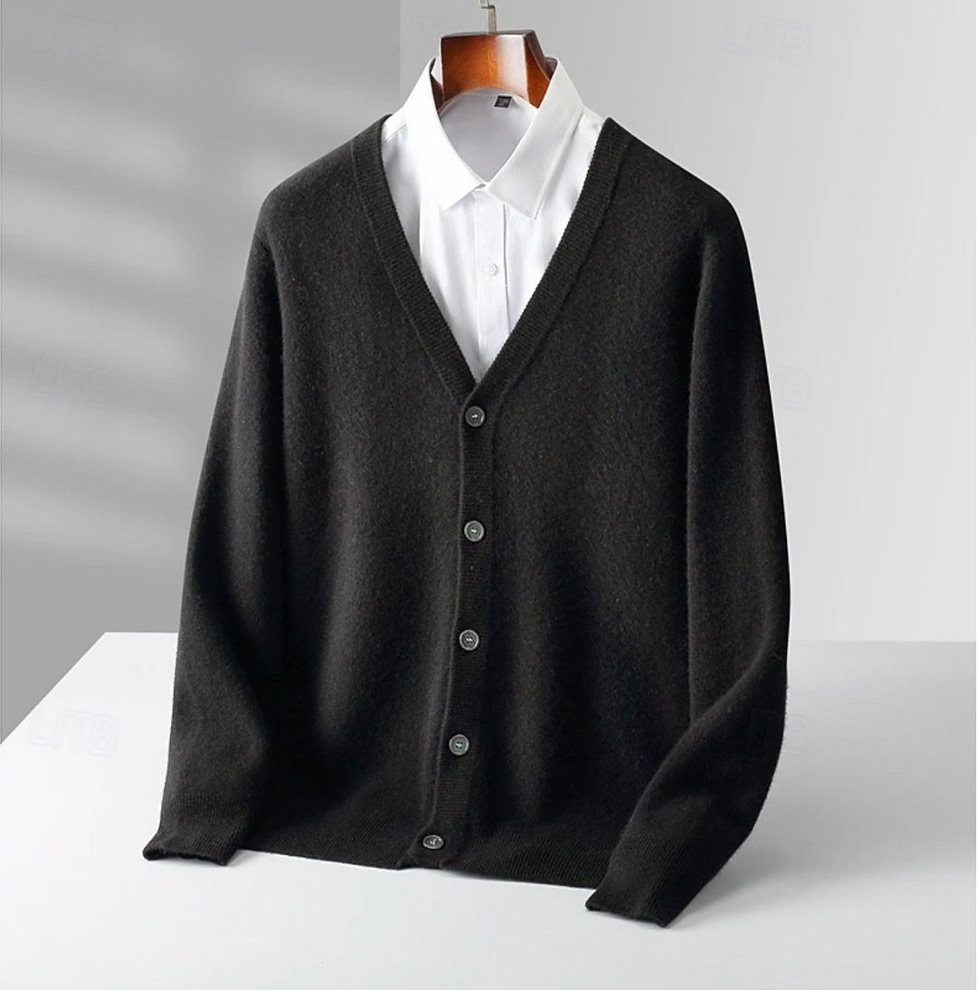 Elegant Wool Knit Cardigan Men’s