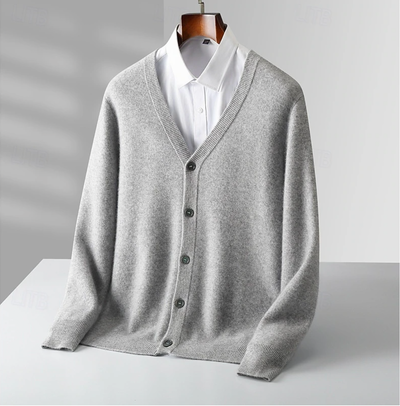 Elegant Wool Knit Cardigan Men’s