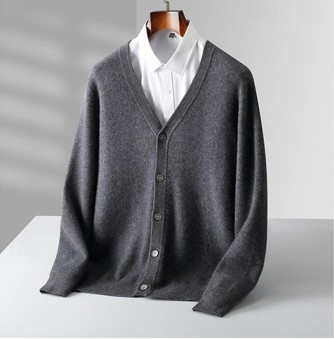 Elegant Wool Knit Cardigan Men’s
