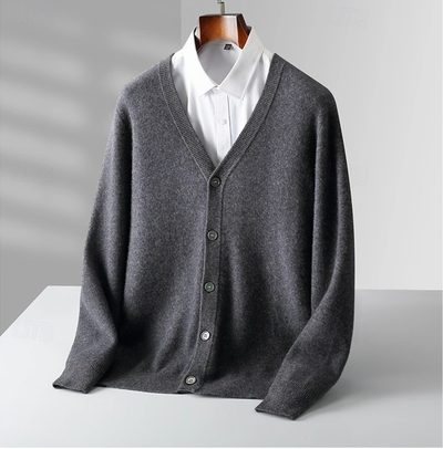 Elegant Wool Knit Cardigan Men’s