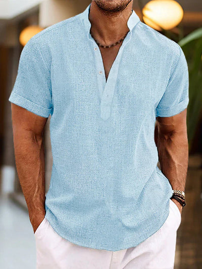 Cotton Vneck Polo Shirt Men