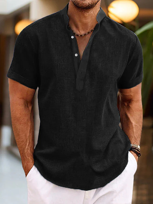 Cotton Vneck Polo Shirt Men