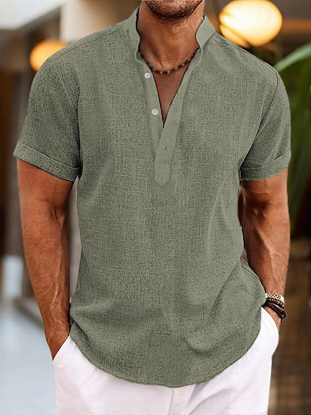 Cotton Vneck Polo Shirt Men