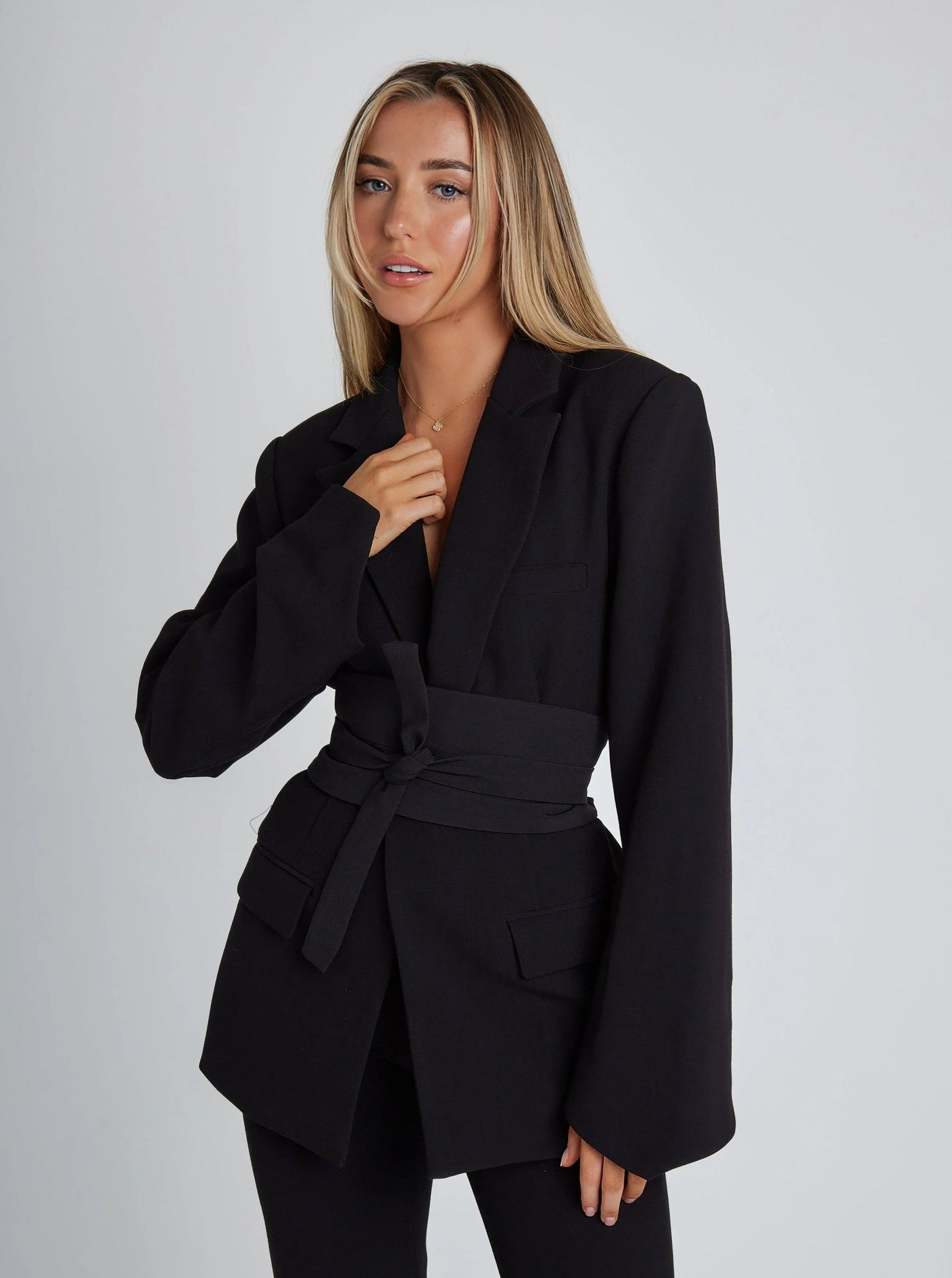 Eleganza Stylish Belted Office Blazer