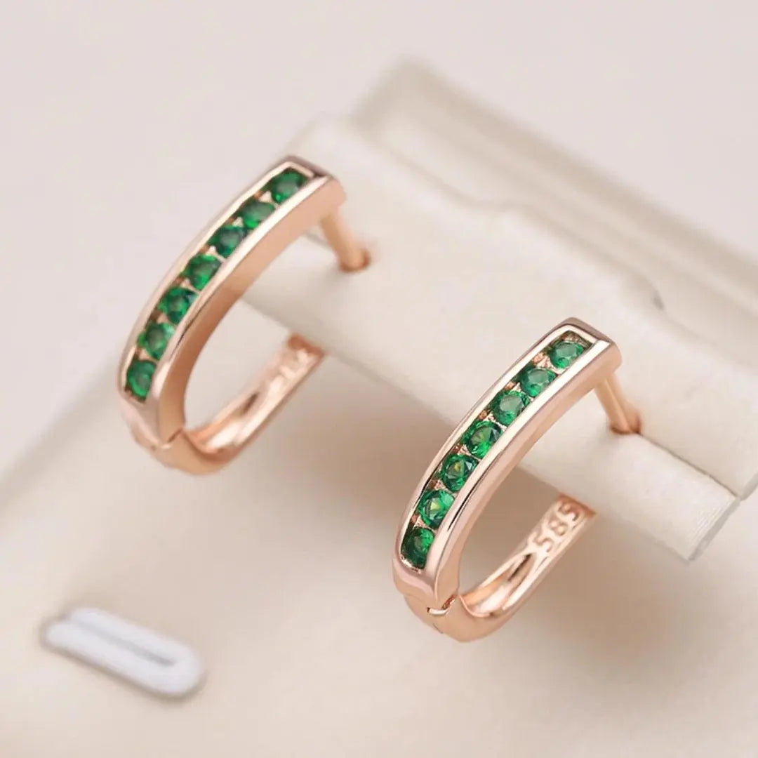 Handmade Gold Emerald Earrings