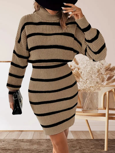 Striped Knit Sweater Dress Women