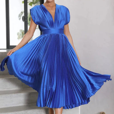 Deep V Pleated Women's Formal Dress