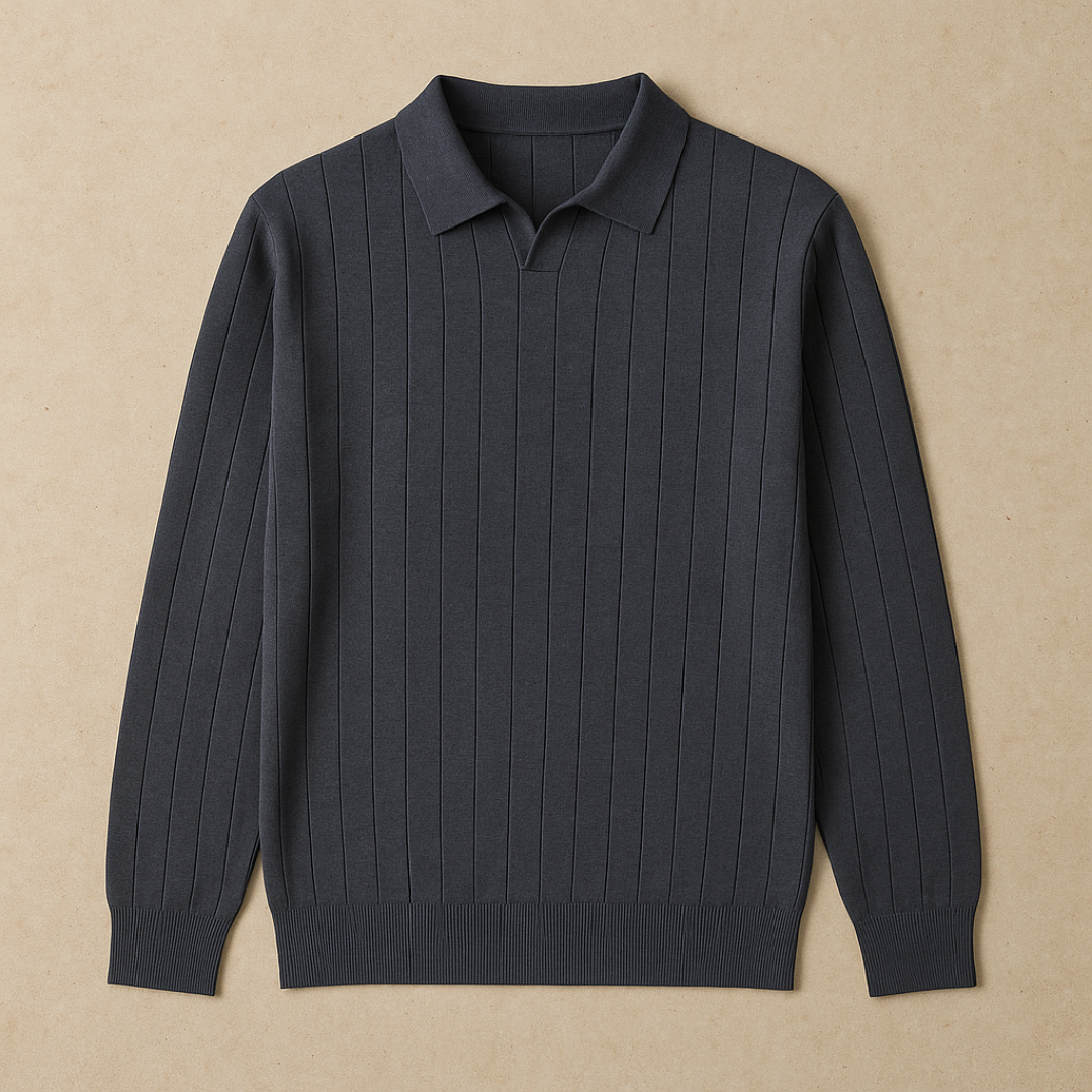 Casual Long Sleeve Knit Polo
