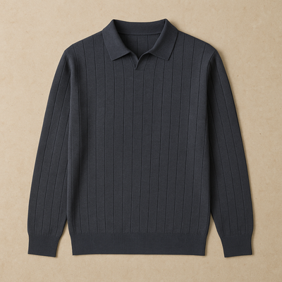 Casual Long Sleeve Knit Polo