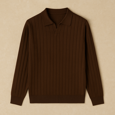 Casual Long Sleeve Knit Polo
