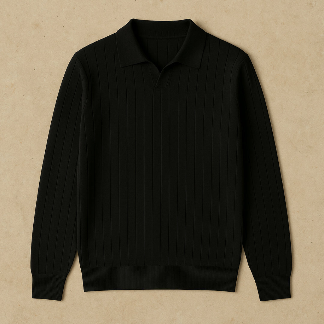 Casual Long Sleeve Knit Polo