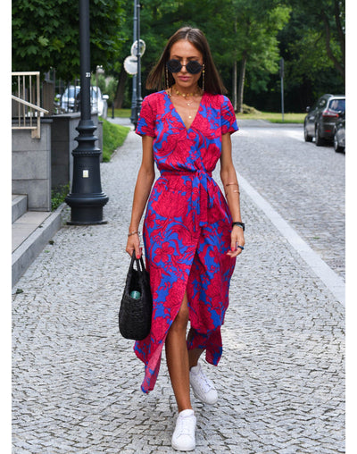 Printed Wrap Summer Dress Women