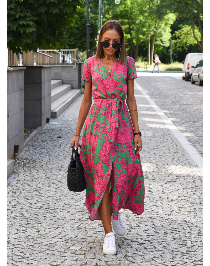 Printed Wrap Summer Dress Women
