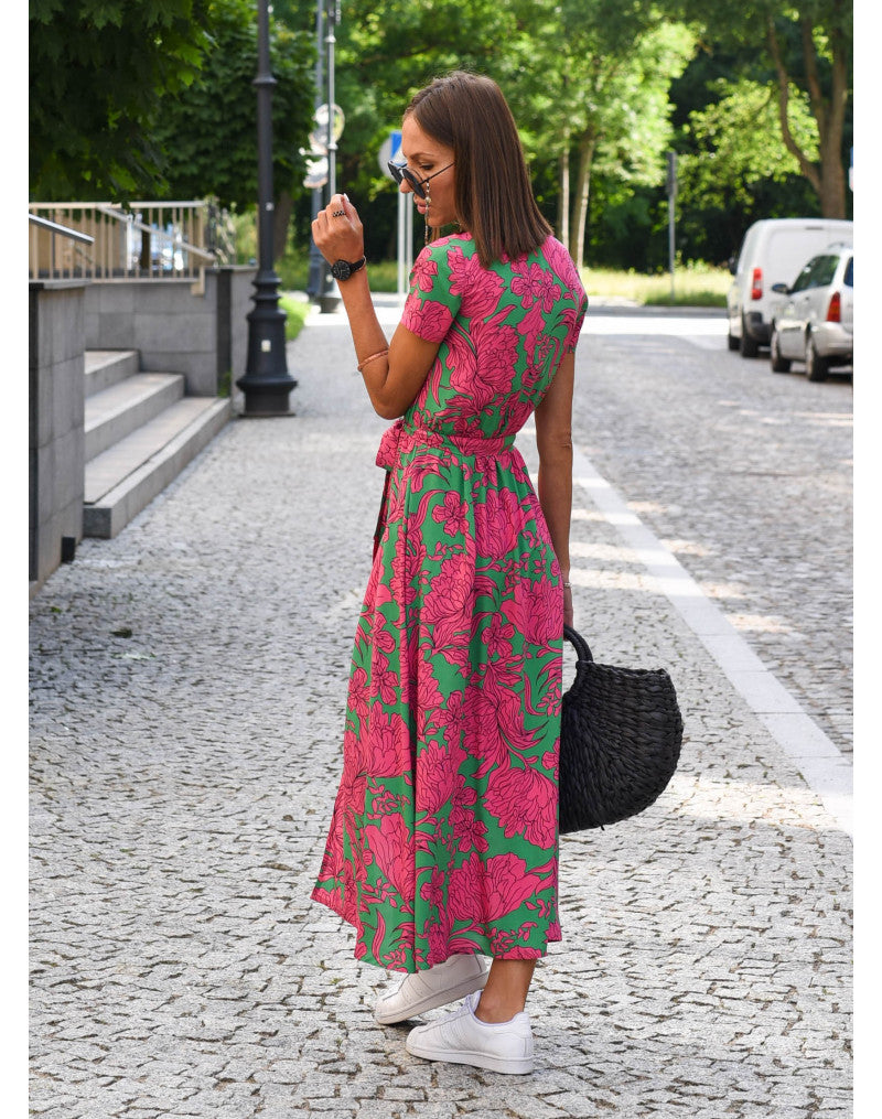 Printed Wrap Summer Dress Women