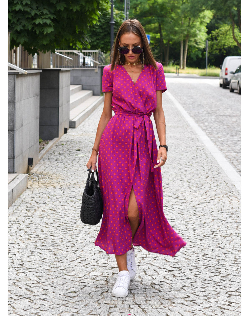 Printed Wrap Summer Dress Women