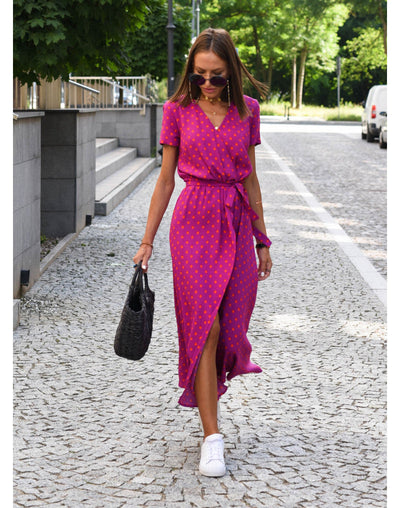 Printed Wrap Summer Dress Women