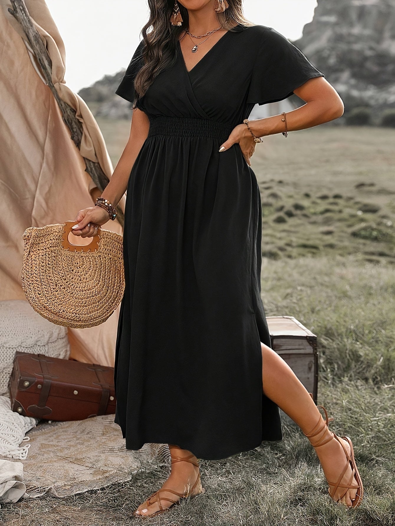 Short Sleeve Summer Maxi Dress Women