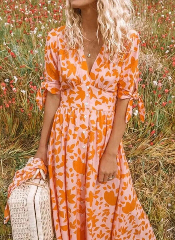 Floral V-Neck Women’s Summer Dress