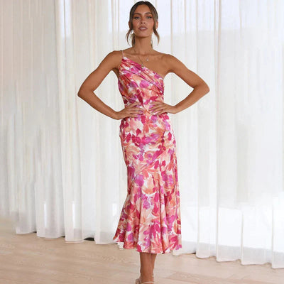 FloraChic Romantic Pleated Floral Dress