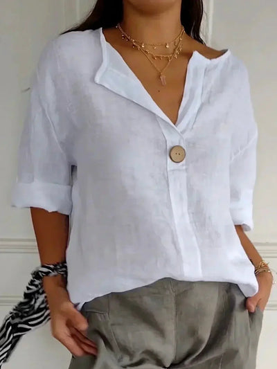 Casual V-Neck Relaxed Fit Blouse