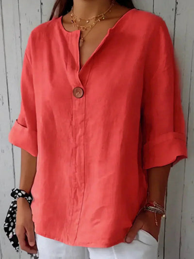Casual V-Neck Relaxed Fit Blouse