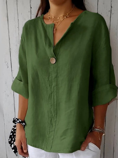 Casual V-Neck Relaxed Fit Blouse