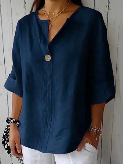 Casual V-Neck Relaxed Fit Blouse