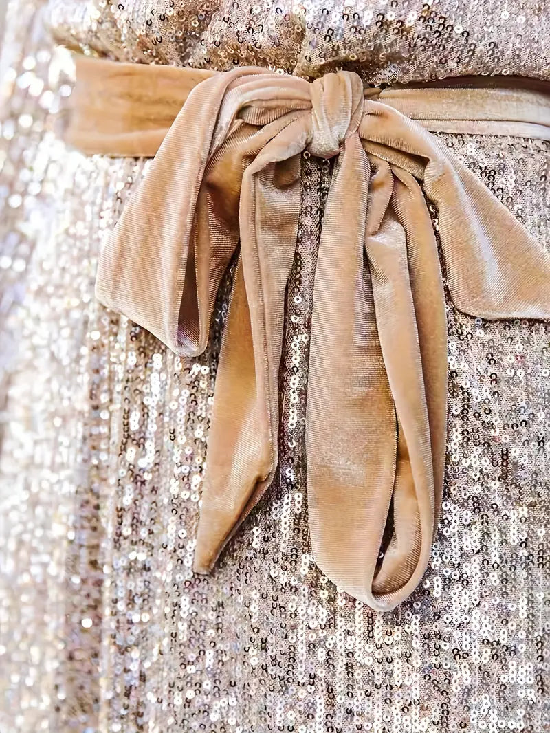 Belted Sequin Mini Dress Women